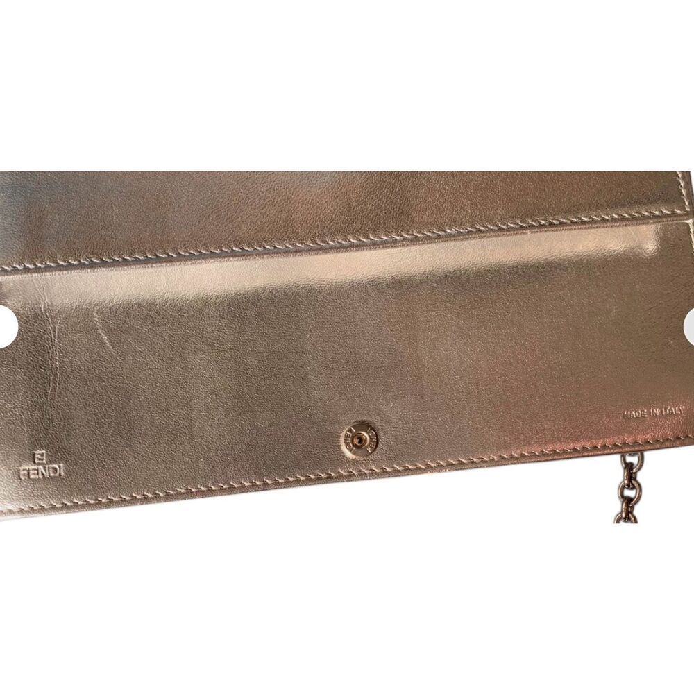 FENDI Metallic Calfskin Wallet On Chain Silver Clutch Purse AUTHENTIC $3800 - Picture 4 of 15